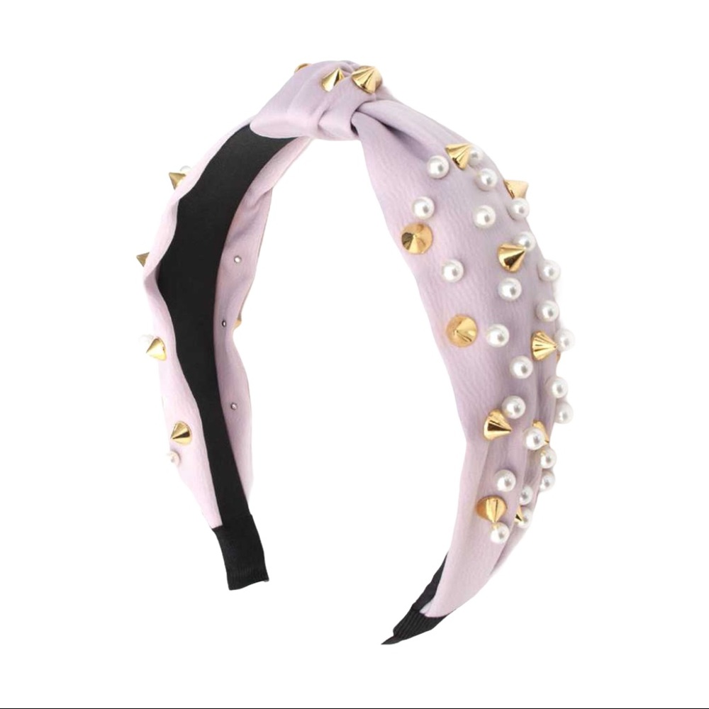 ✨2/22 PEARL SPIKED PIN STUDDED MID KNOT HEADBAND